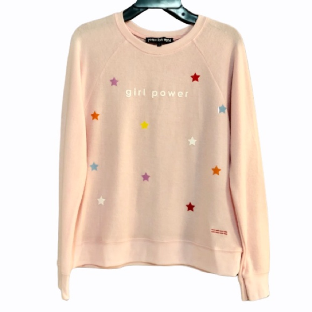 NWOT-Peace Love World Pink Girl Power Sweater